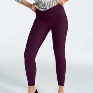 SPANX Wine Micro Ribbed High Rise Leggings Small Compression Shaping